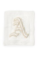 Letter A embroidered on linen
