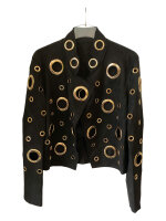 Stylische schwarze Jacke mit goldenen Ösen L